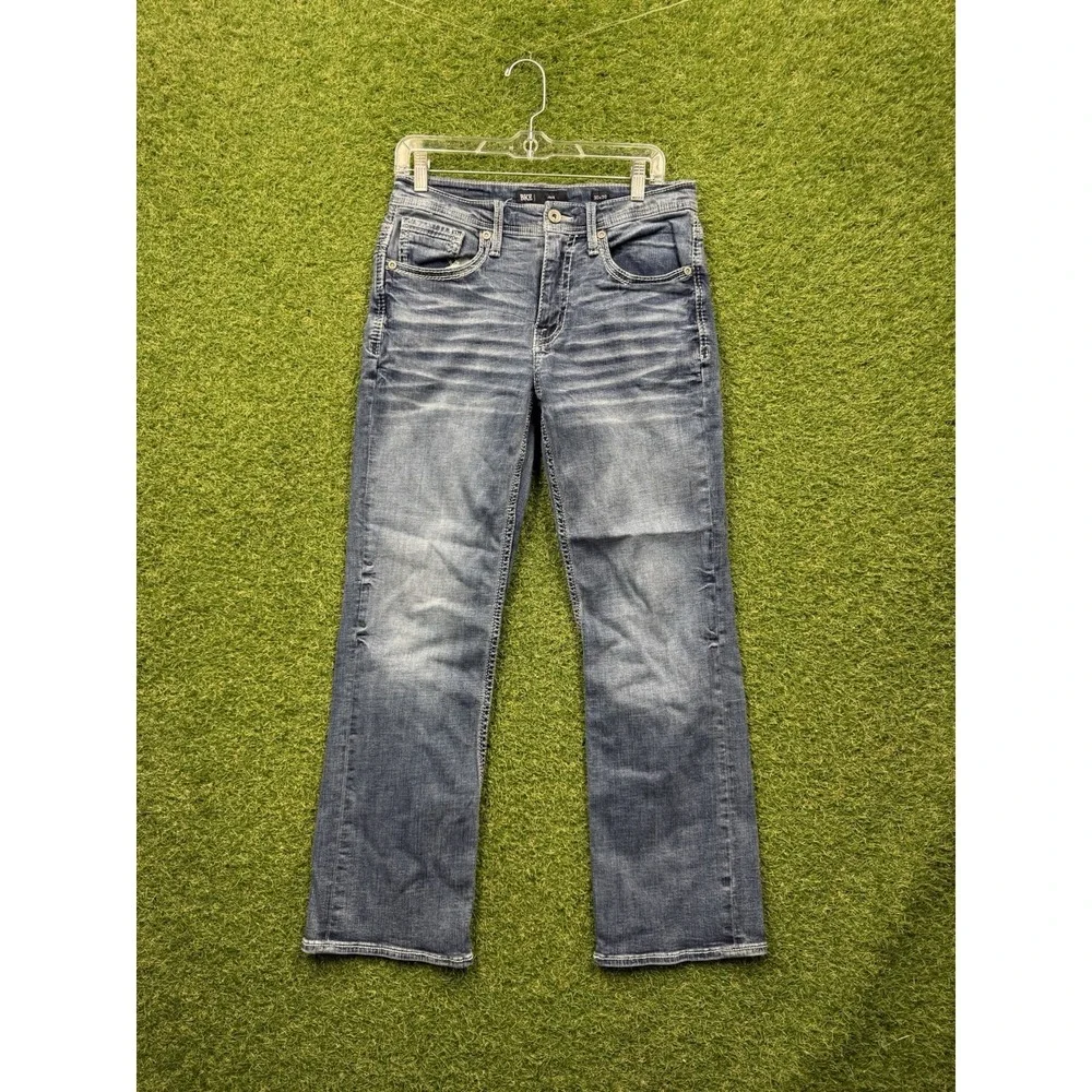 BKE Jeans Mens 34x32 Jake Straight Leg Light Wash Buckle Stretch Modern Y2K Work